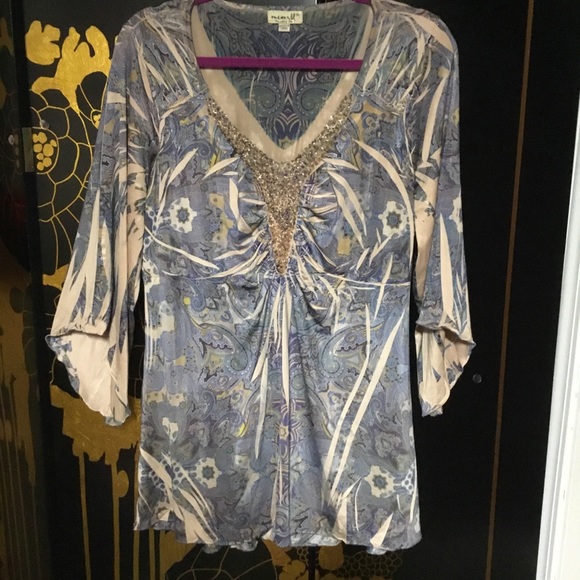 Emerald Sundae Tops - Blue Sequins Top XL